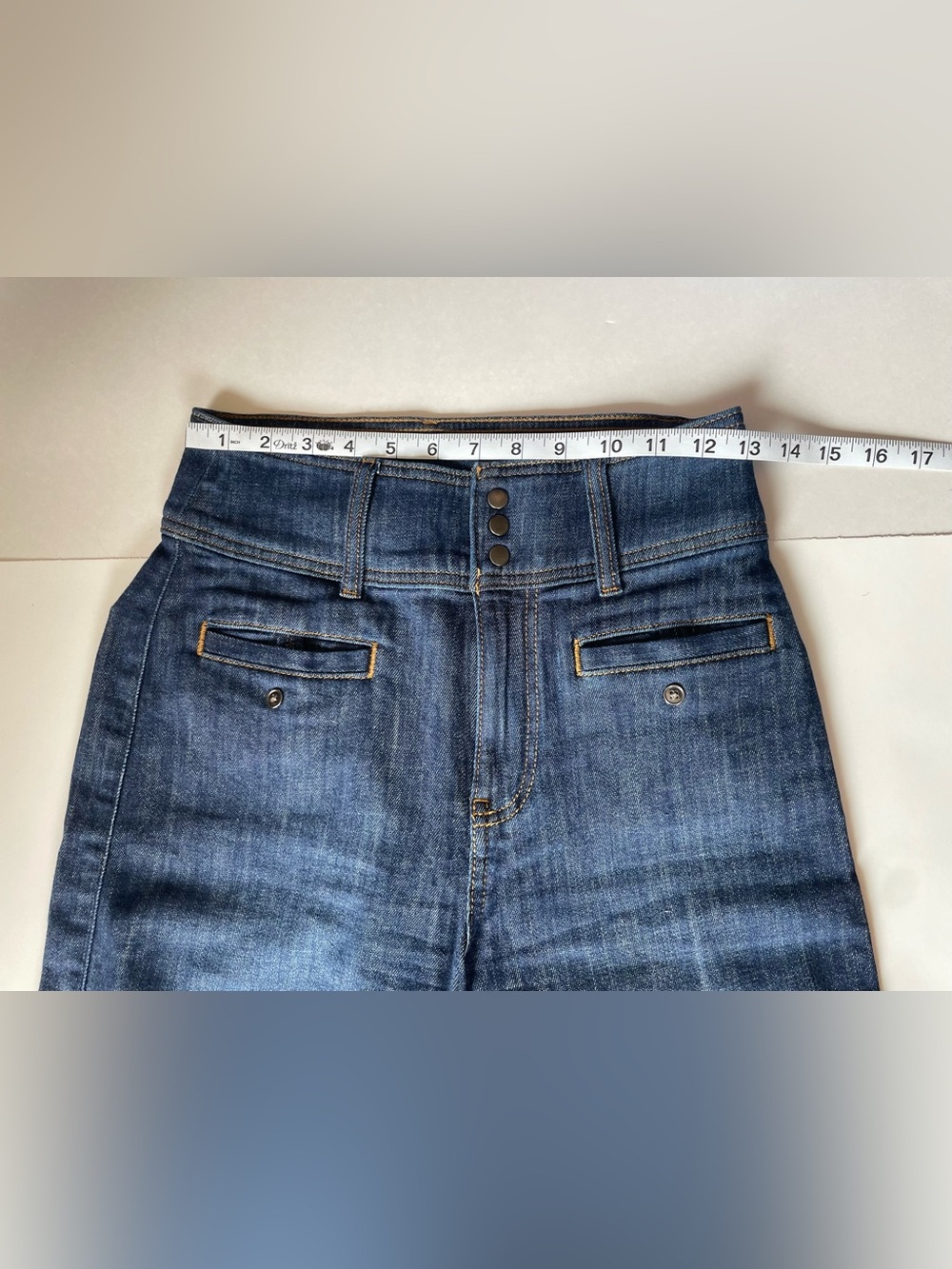 Pilcro by Anthropologie Cotton Dark Wash High-Rise Wide-Leg Denim Jeans - Picture 6 of 9